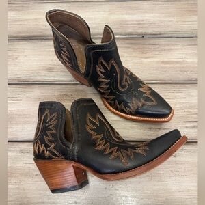 Ariat Black and Brown Western Ankle Booties